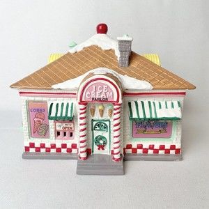 Vintage 1990 Department 56 Snow Village 56 Flavor Ice Cream Parlor Shop #51519